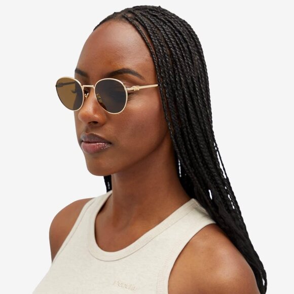NEW Miu Miu MU55ZS 5AK07O Gold Olive Green Round Unisex Sunglasses 0MU 55ZS - Picture 1 of 9
